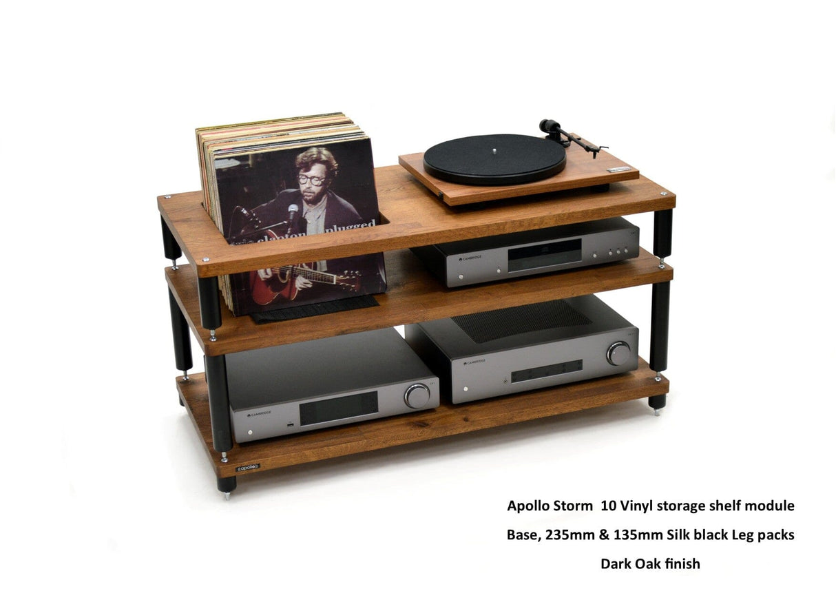 Apollo Storm 10 Dark Oak Vinyl Storage Rack with Black Legs