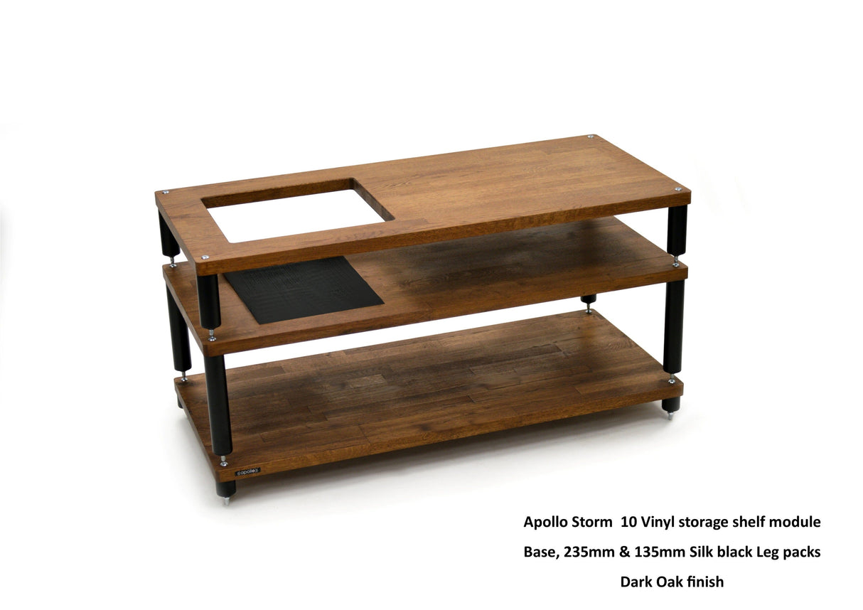 Apollo Storm 10 Dark Oak Vinyl Storage Rack with Black Legs