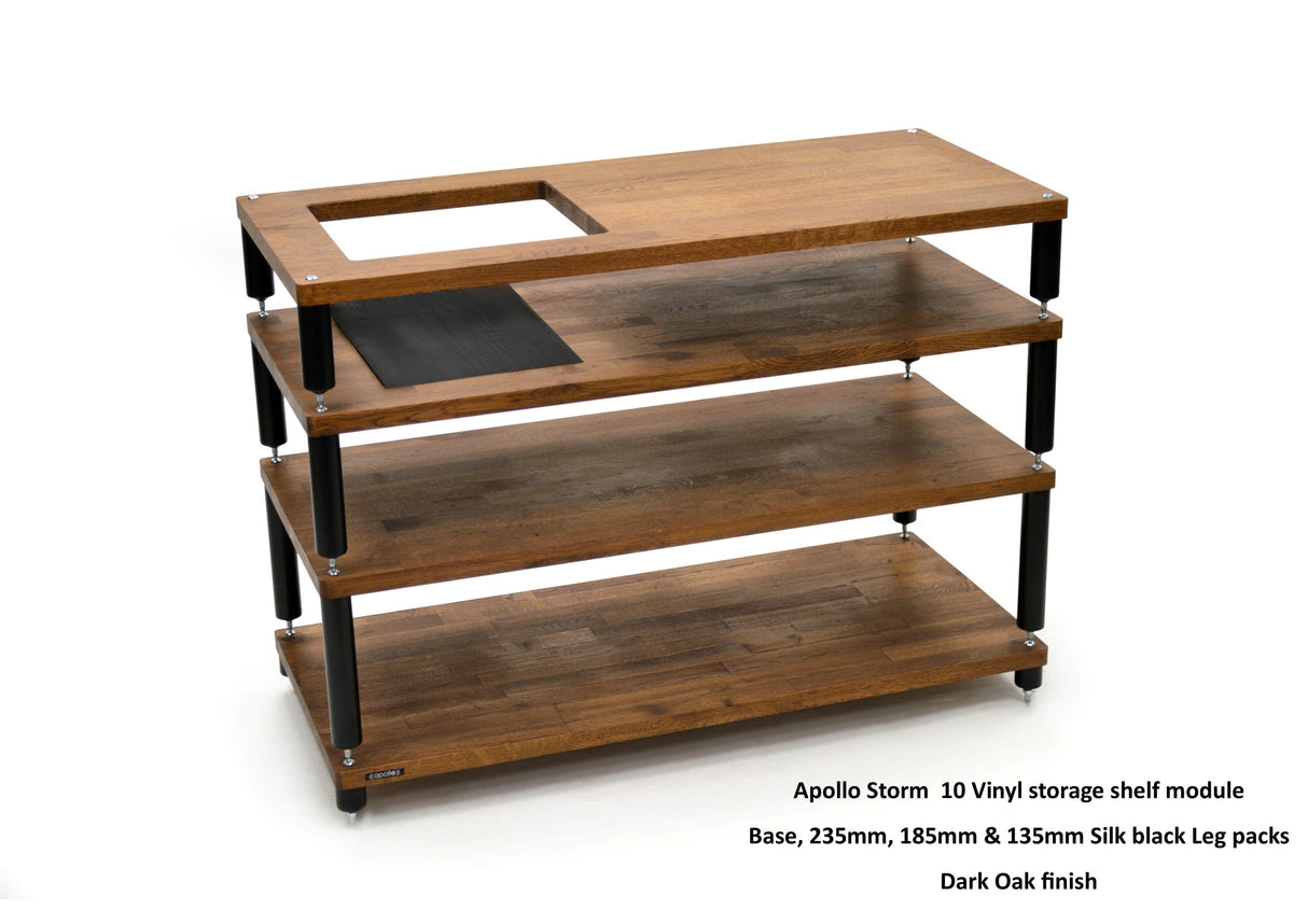 Apollo Storm 10 Dark Oak Vinyl Storage Rack with Black Legs