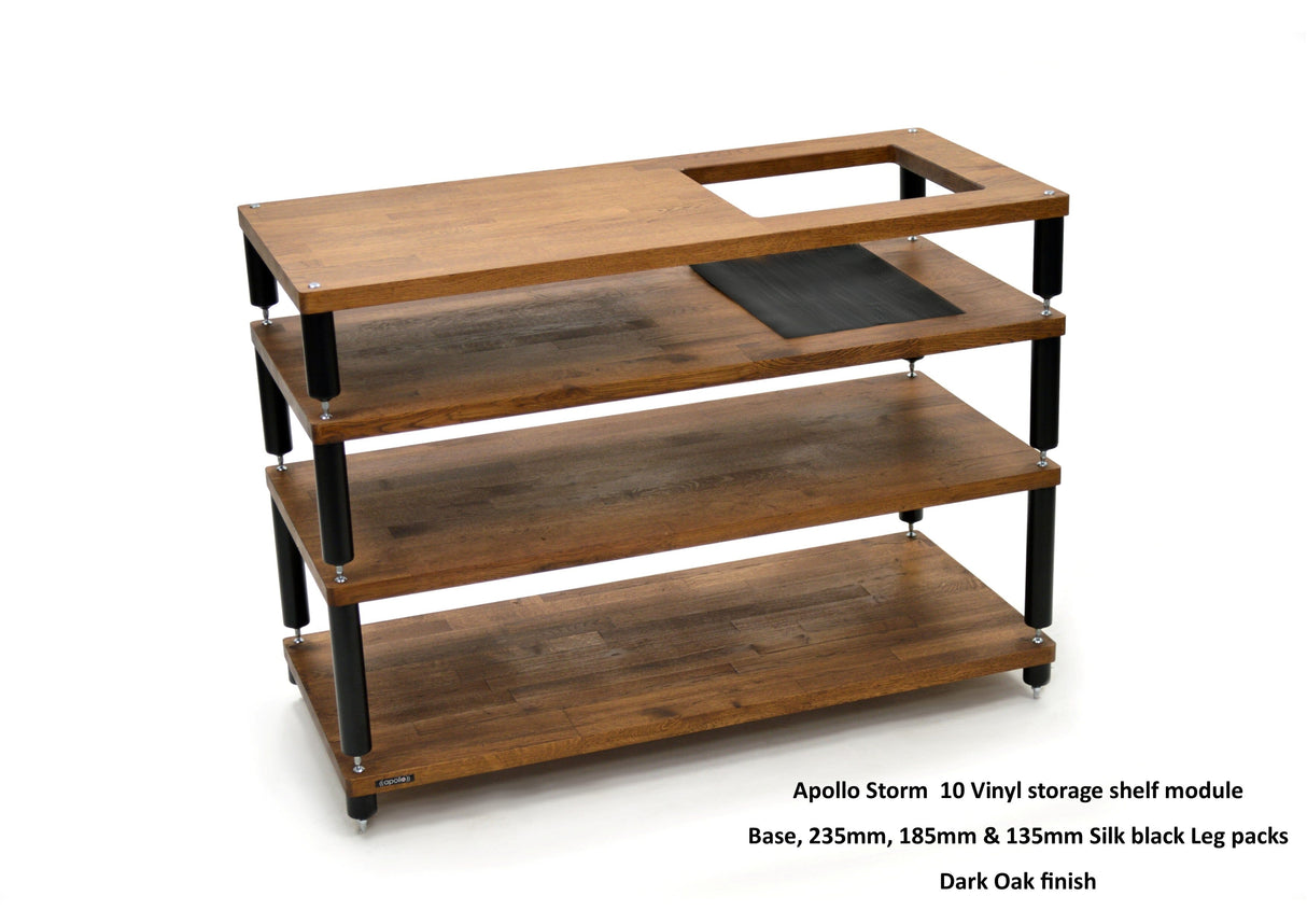 Apollo Storm 10 Dark Oak Vinyl Storage Rack with Black Legs