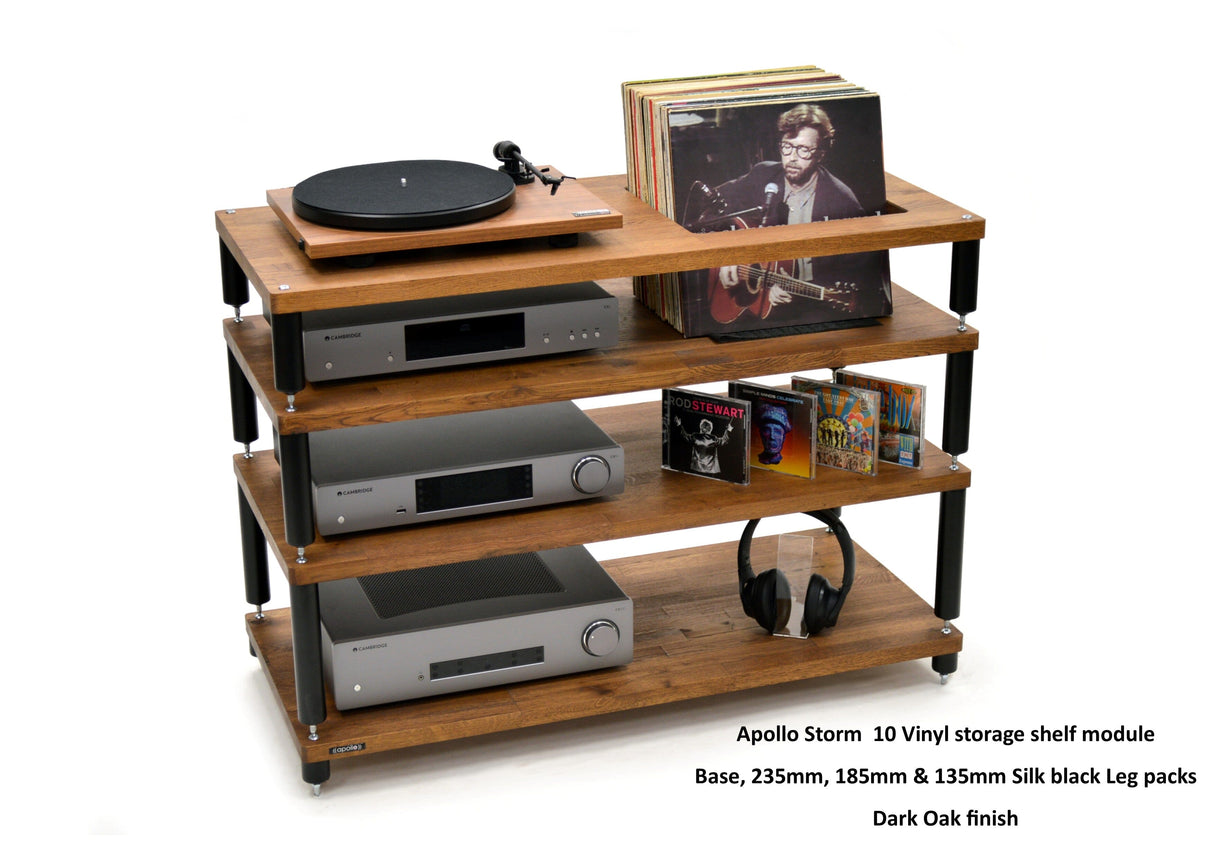 Apollo Storm 10 Dark Oak Vinyl Storage Rack with Black Legs