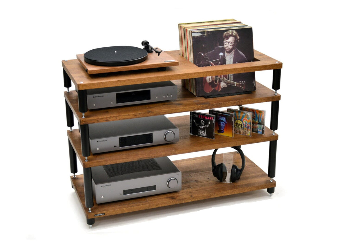 Apollo Storm 10 Dark Oak Vinyl Storage Rack with Black Legs