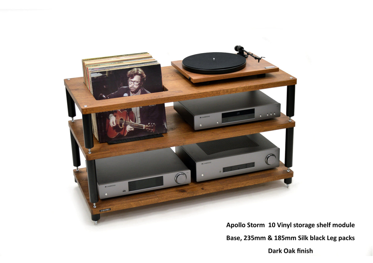 Apollo Storm 10 Dark Oak Vinyl Storage Rack with Black Legs