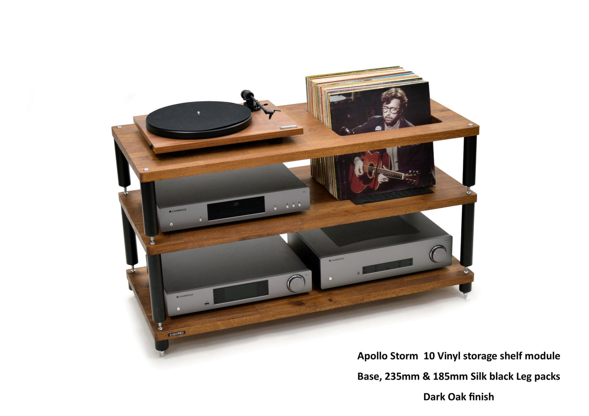 Apollo Storm 10 Dark Oak Vinyl Storage Rack with Black Legs