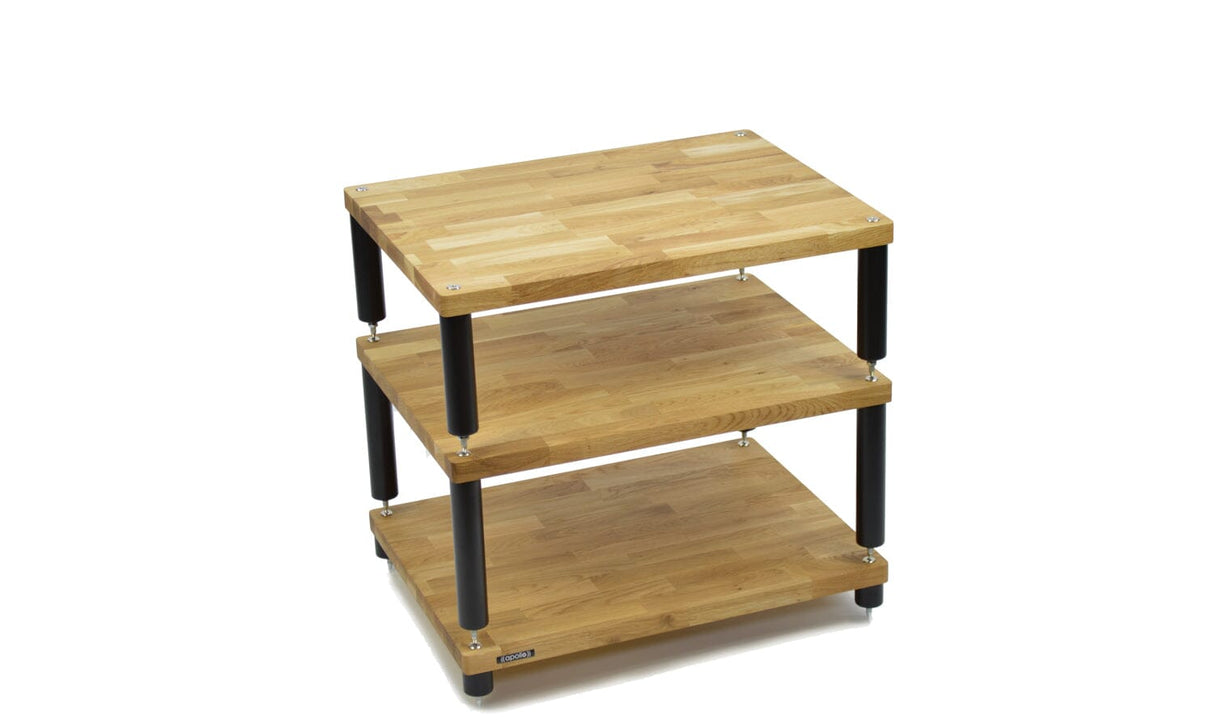 Apollo Storm 6 Solid Oak and Black 3 Shelf Hi-Fi Rack