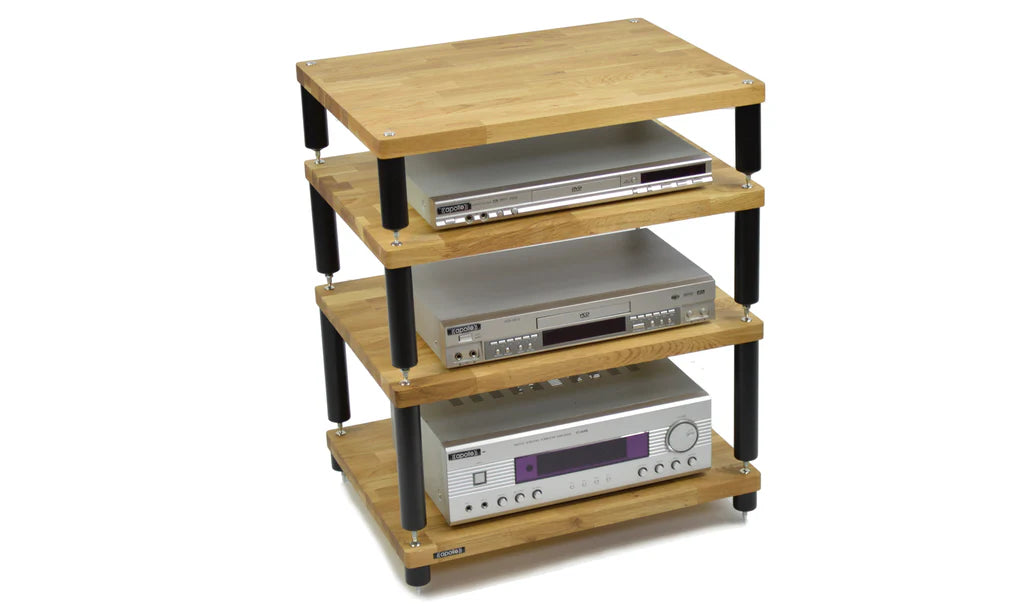 Apollo Storm 6 Solid Oak and Black 4 Shelf Modular Hi-Fi Rack