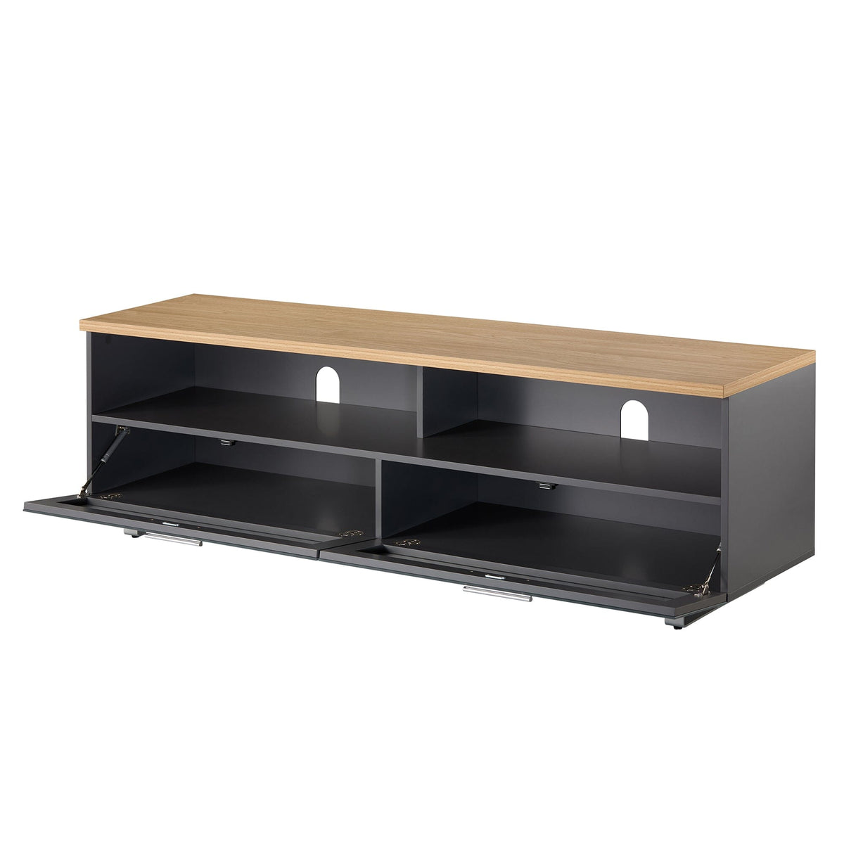 TTAP Sorrento Satin Grey and Oak 160cm Wide TV Cabinet (SOR-1600-GRY)