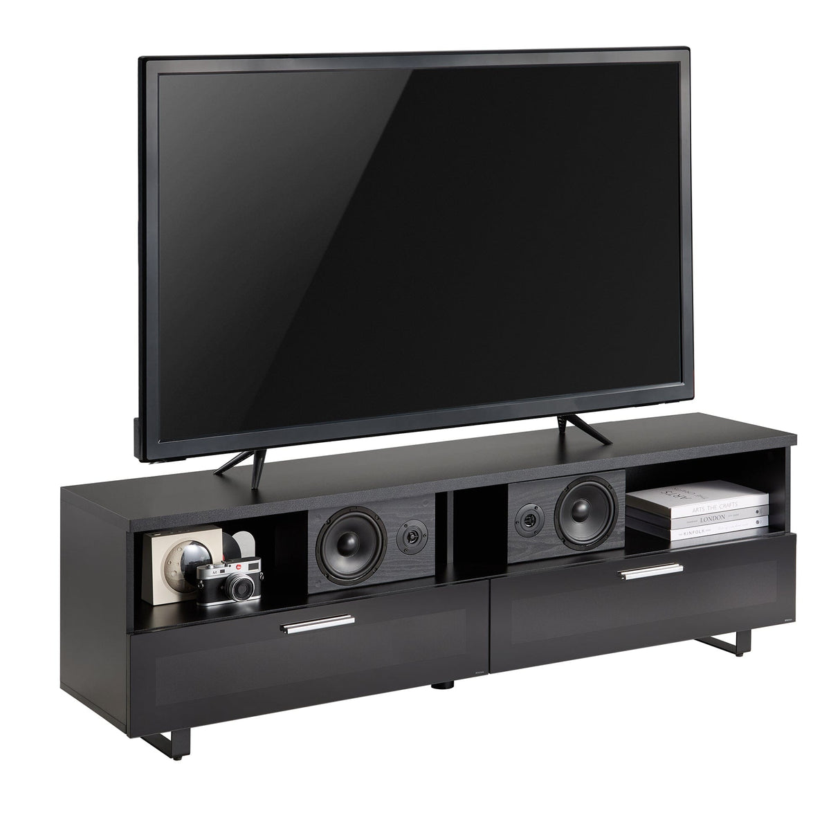 TTAP Sorrento Satin Black 160cm Wide TV Cabinet (SOR-1600-BLK)