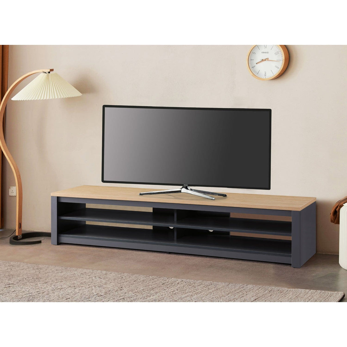 TTAP Memphis Grey and Oak 200cm Wide TV Stand (MEM-2000-GRY)