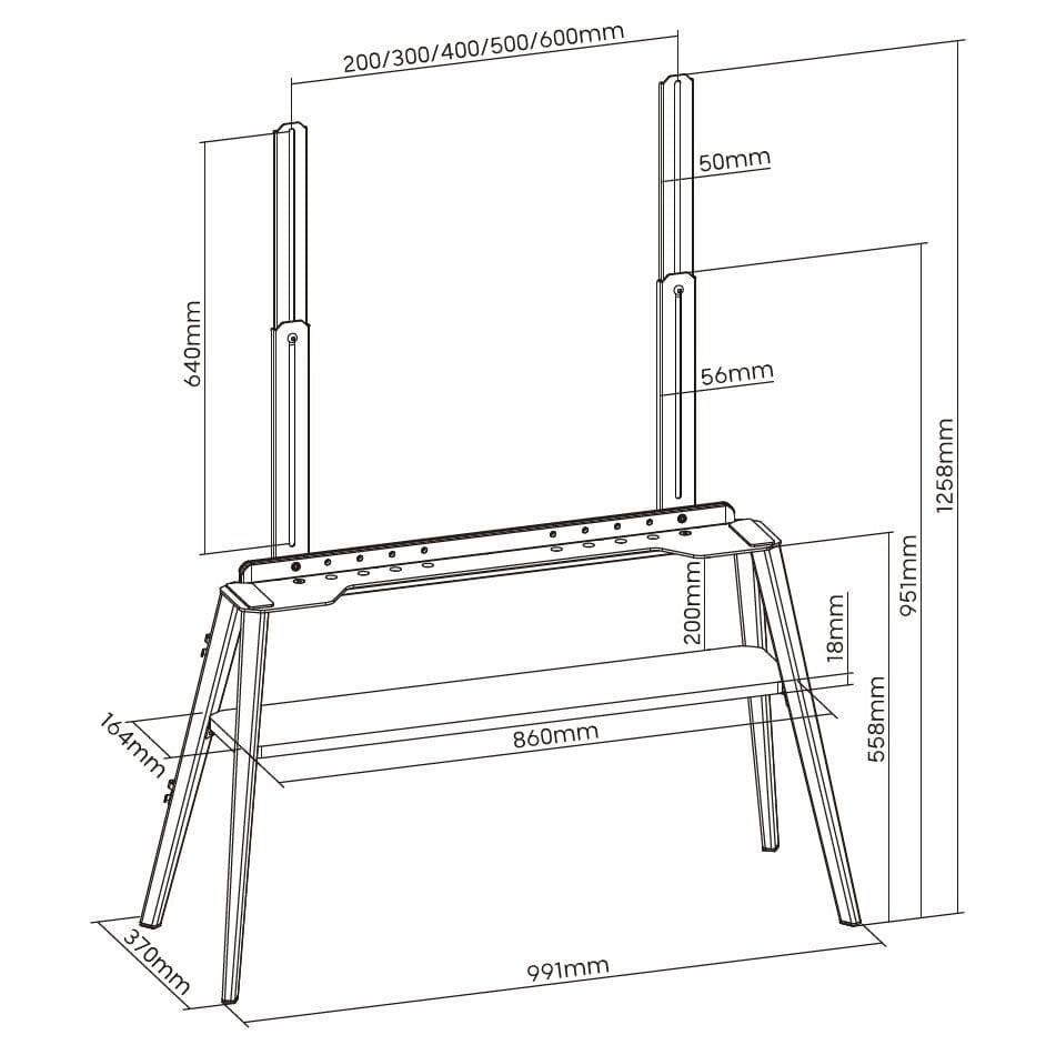 TTAP Roma-Dark TV Stand with Bracket for up to 75" TVs