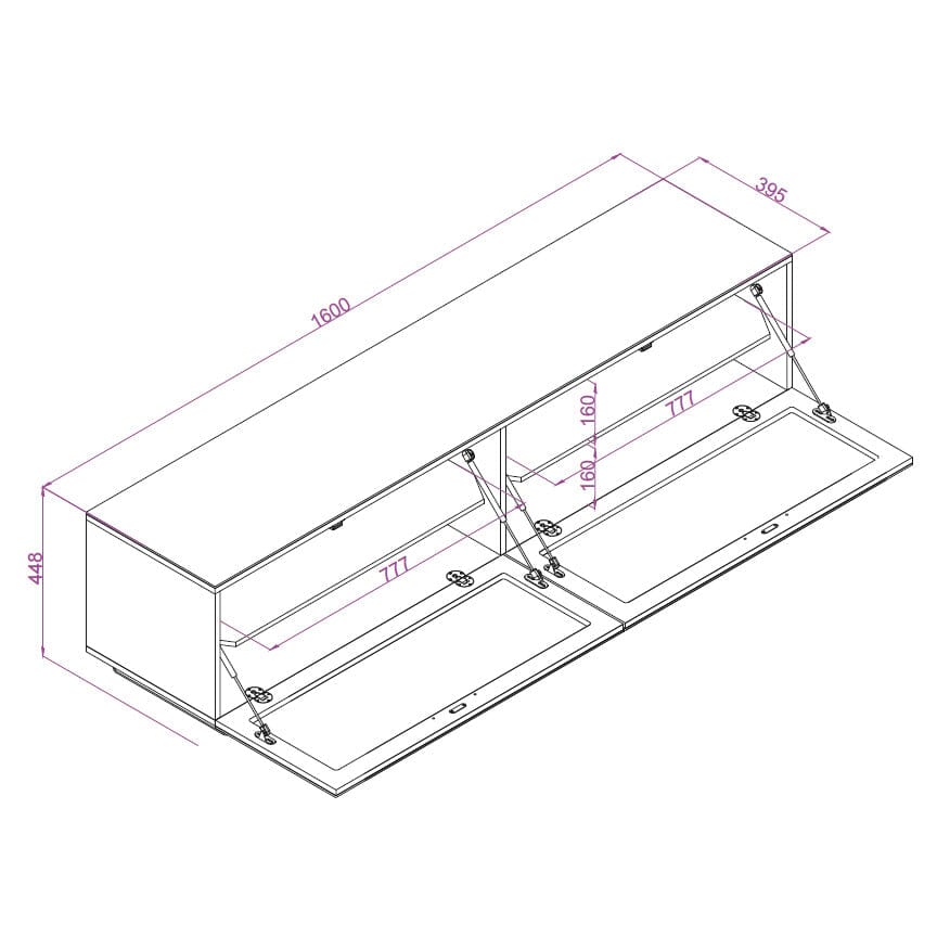 TTAP Sorrento Gloss White 160cm Wide TV Cabinet (SOR-1600-WHT)