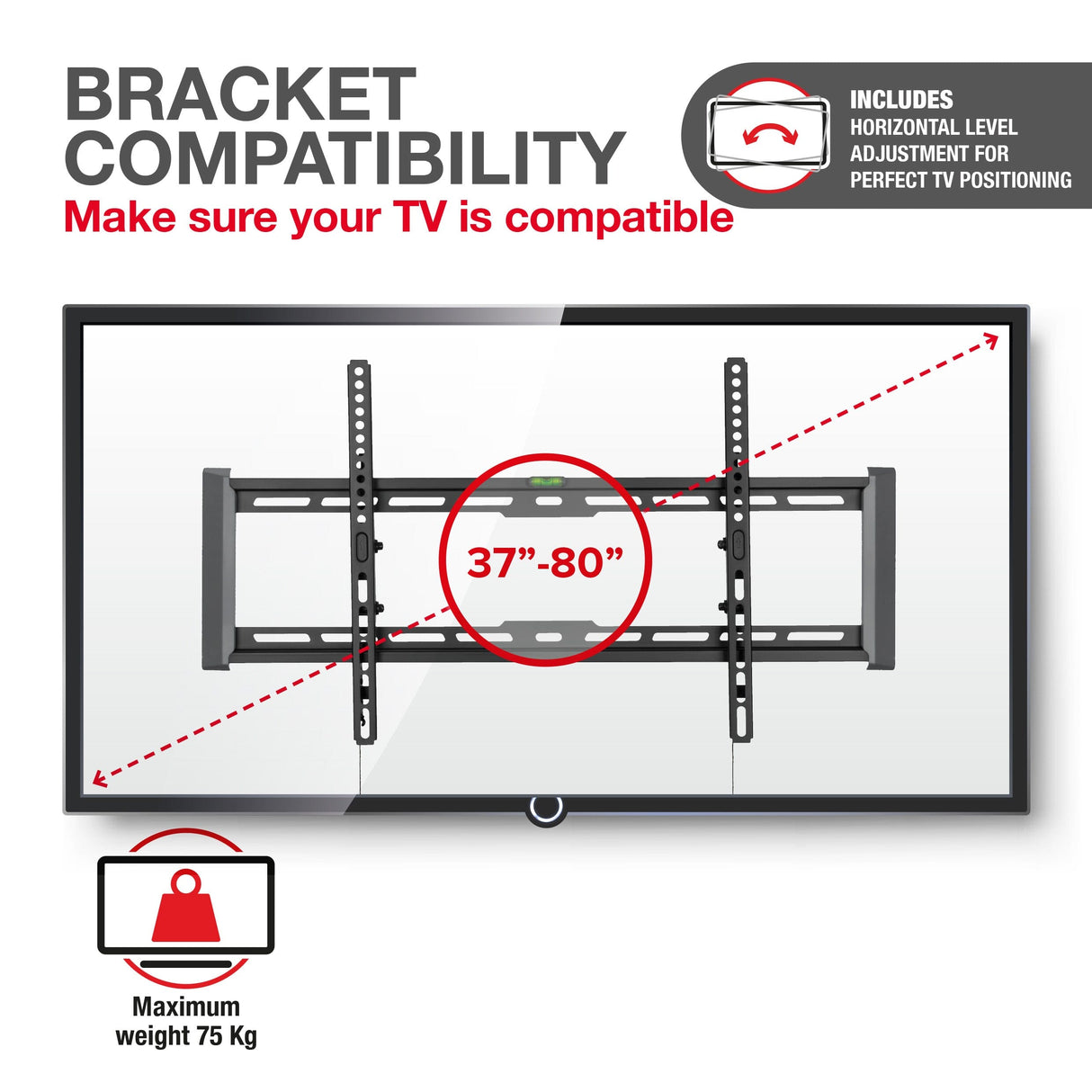 TTAP TTD604TLA Tilting TV Bracket for up to 80 inch with Level Adjustment
