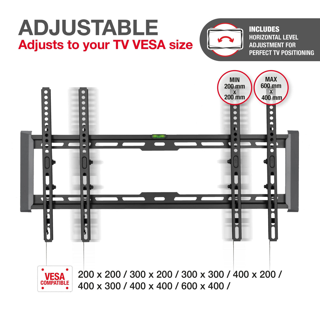 TTAP TTD604TLA Tilting TV Bracket for up to 80 inch with Level Adjustment