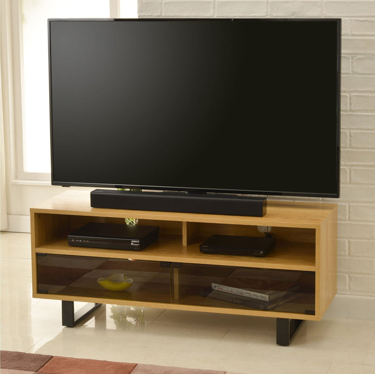 TTAP Verona 1200mm TV Stand for up to 60" TVs - Light Oak