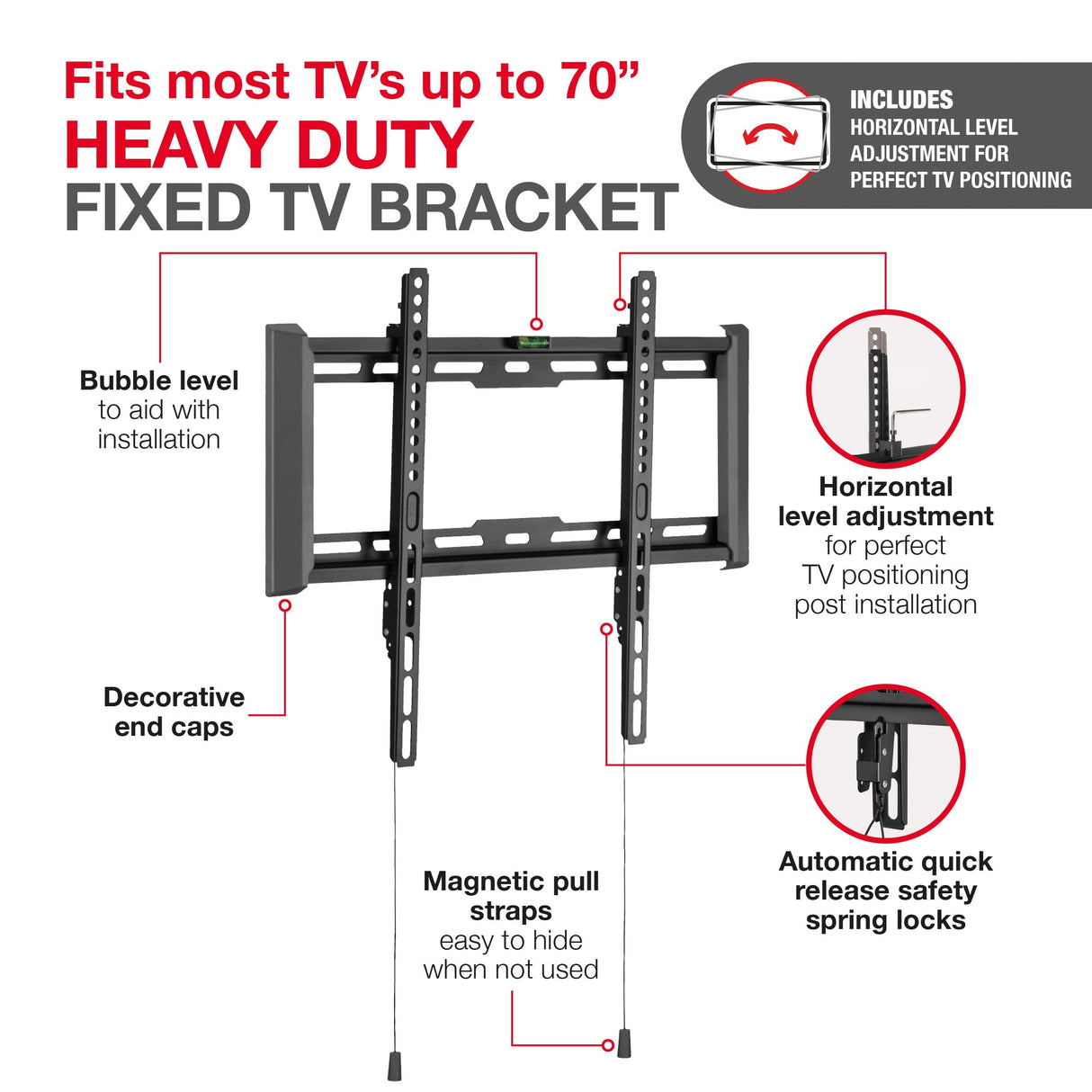 TTAP TTD404FLA Flat TV Bracket with level adjustment for up to 70 inch