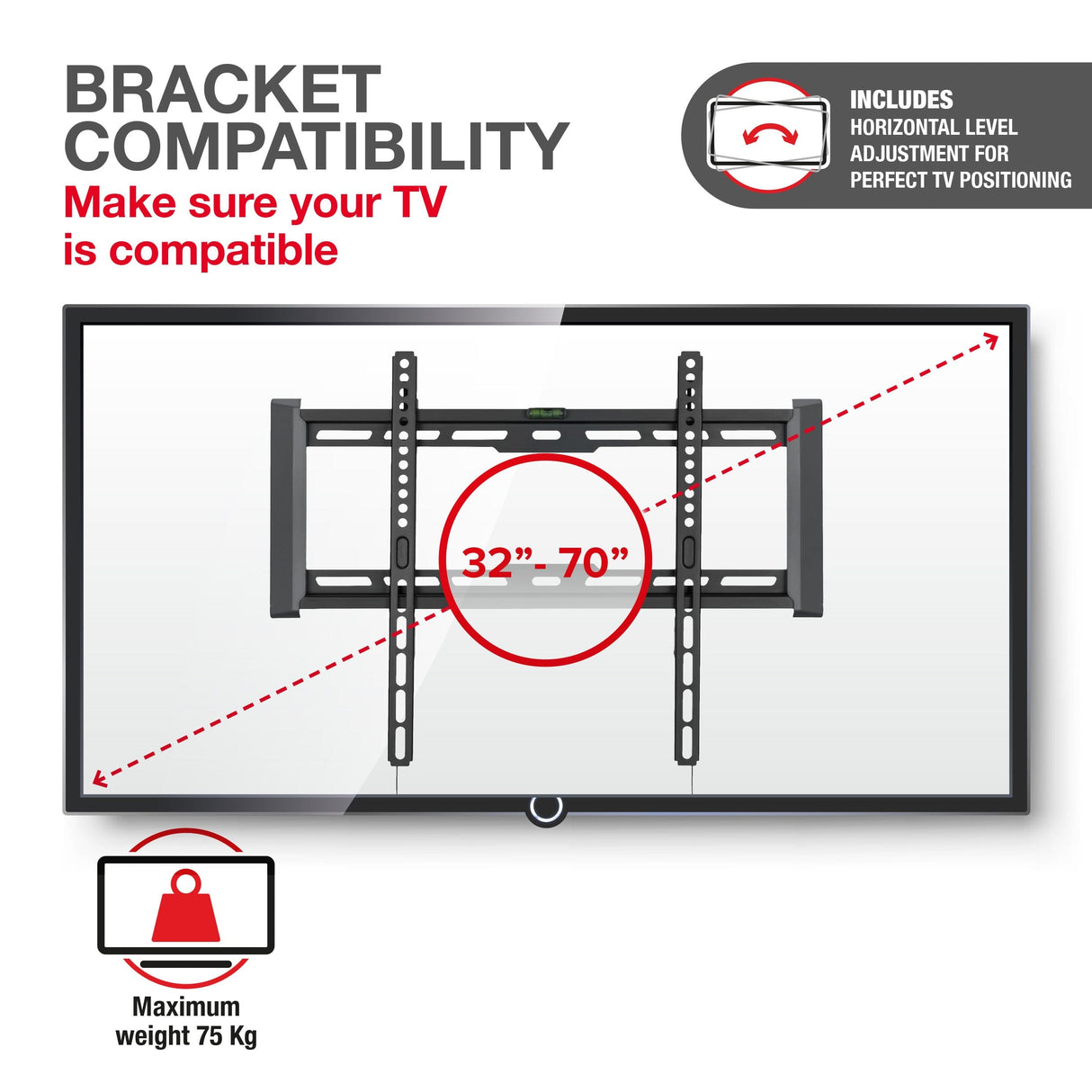 TTAP TTD404FLA Flat TV Bracket with level adjustment for up to 70 inch