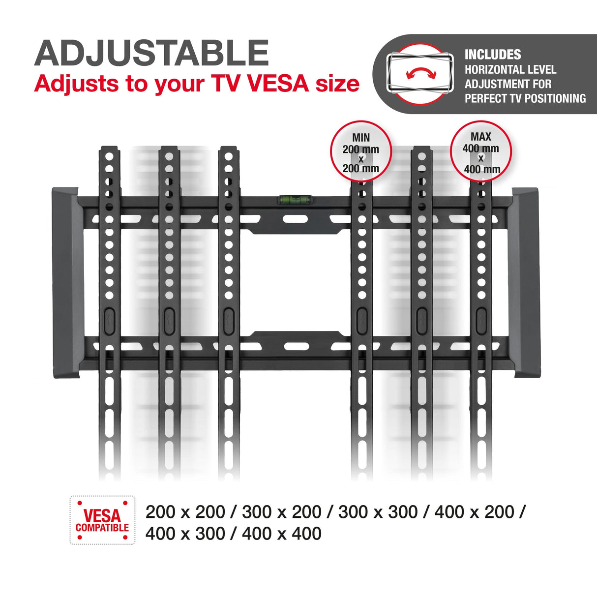 TTAP TTD404FLA Flat TV Bracket with level adjustment for up to 70 inch