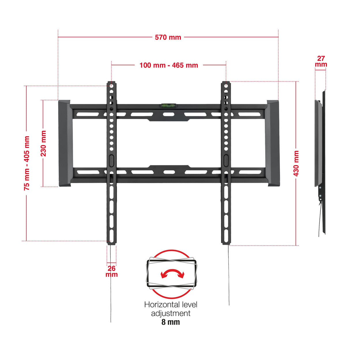 TTAP TTD404FLA Flat TV Bracket with level adjustment for up to 70 inch