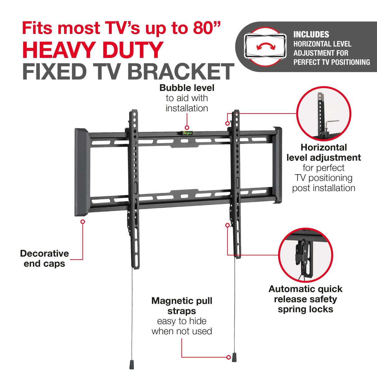 TTAP TTD604FLA Flat TV Bracket with level adjustment for up to 80 inch
