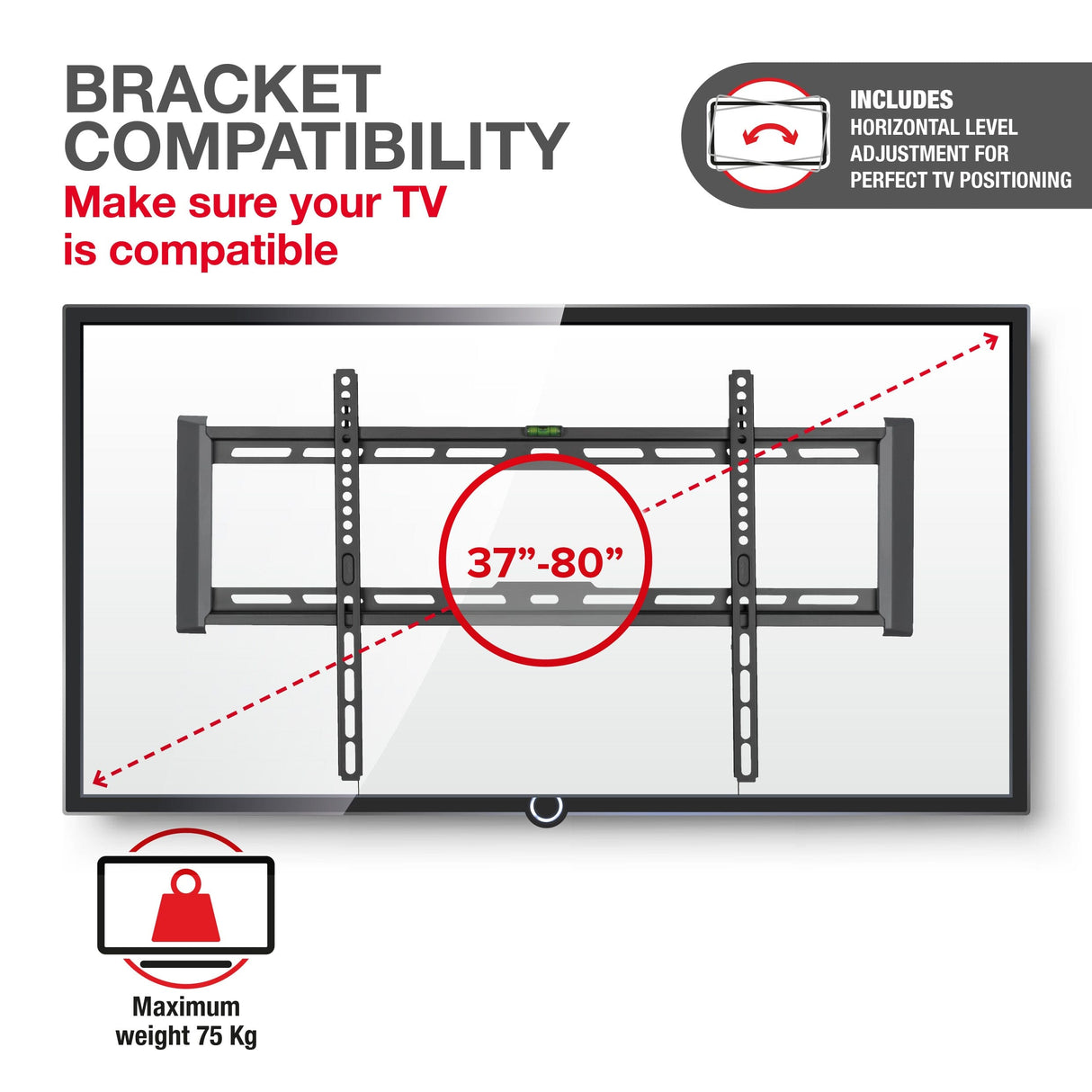 TTAP TTD604FLA Flat TV Bracket with level adjustment for up to 80 inch