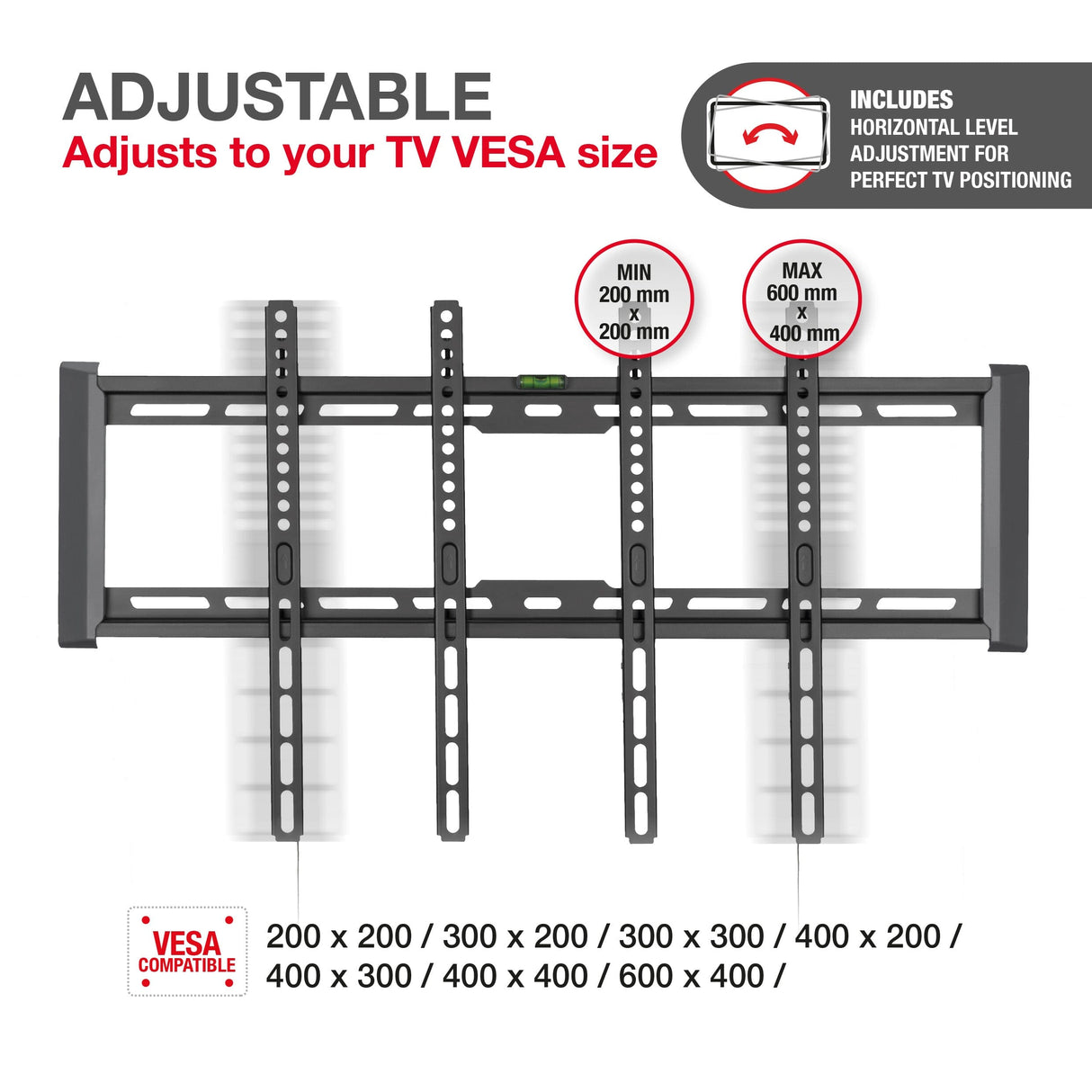 TTAP TTD604FLA Flat TV Bracket with level adjustment for up to 80 inch