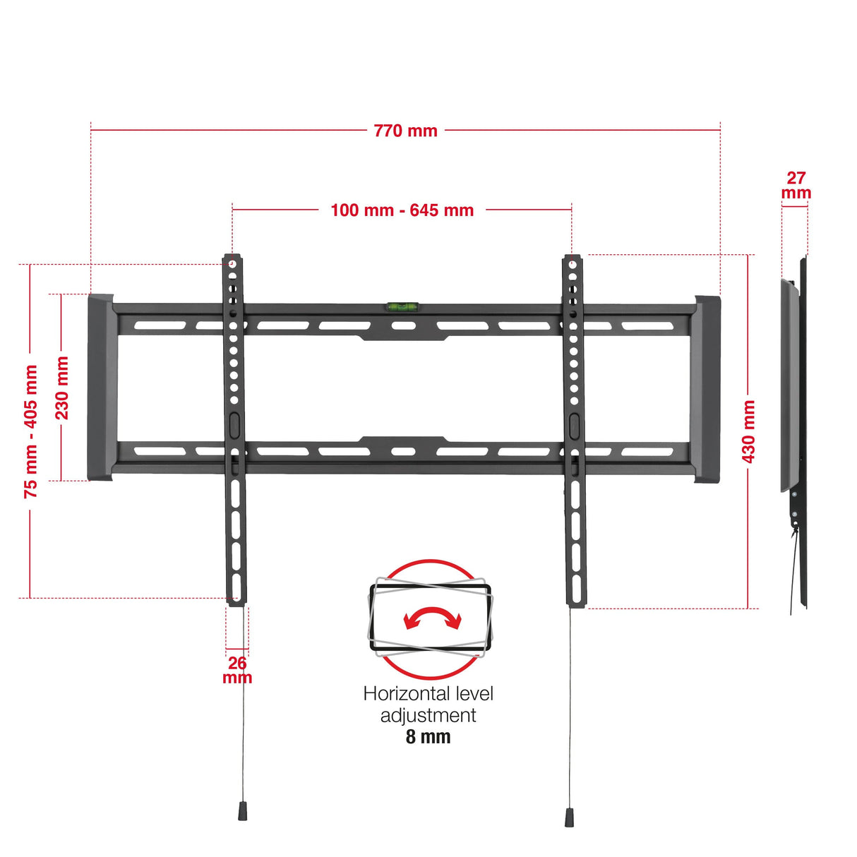 TTAP TTD604FLA Flat TV Bracket with level adjustment for up to 80 inch