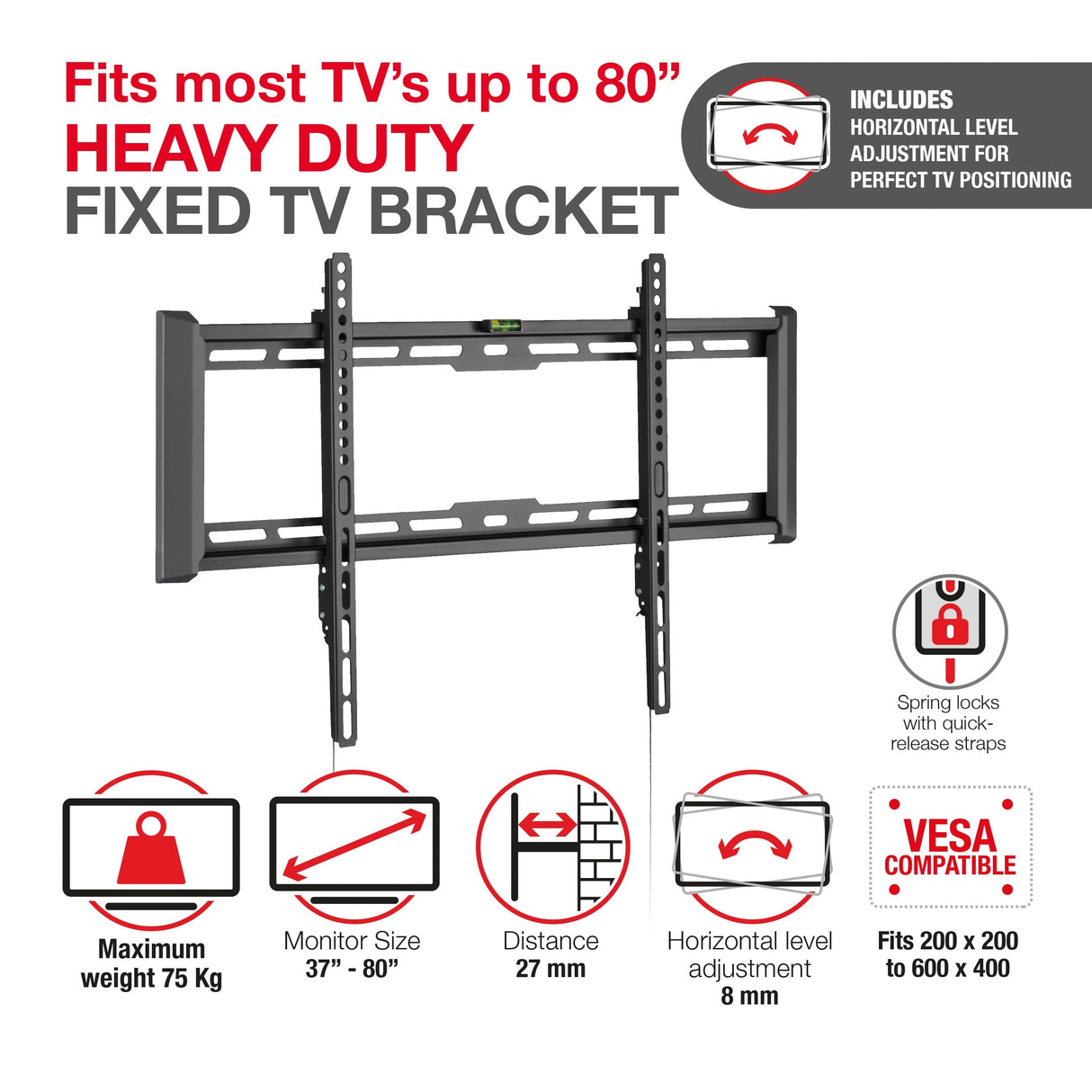 TTAP TTD604FLA Flat TV Bracket with level adjustment for up to 80 inch