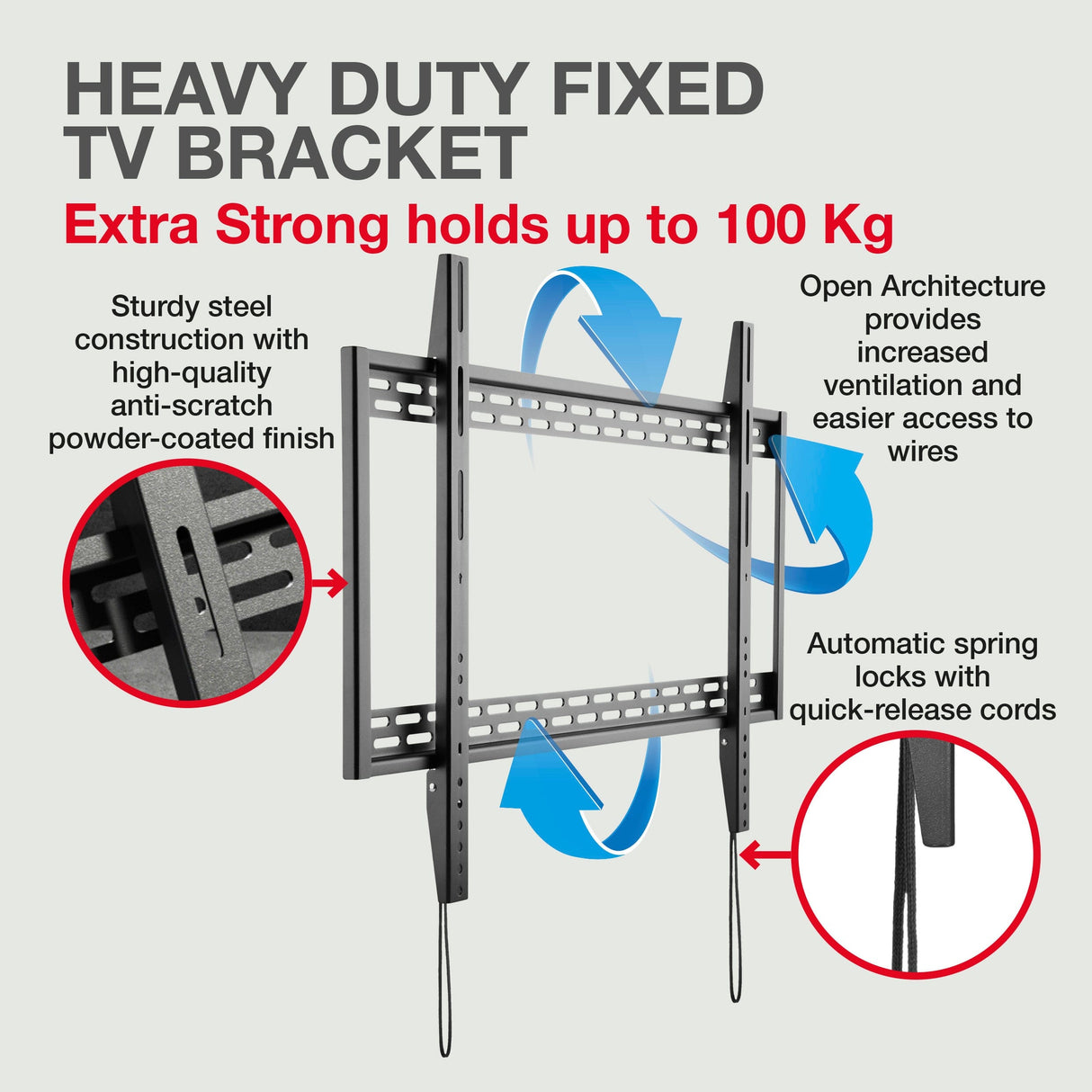 TTAP TTD906FHD Heavy Duty Flat TV Bracket for up to 100 inch