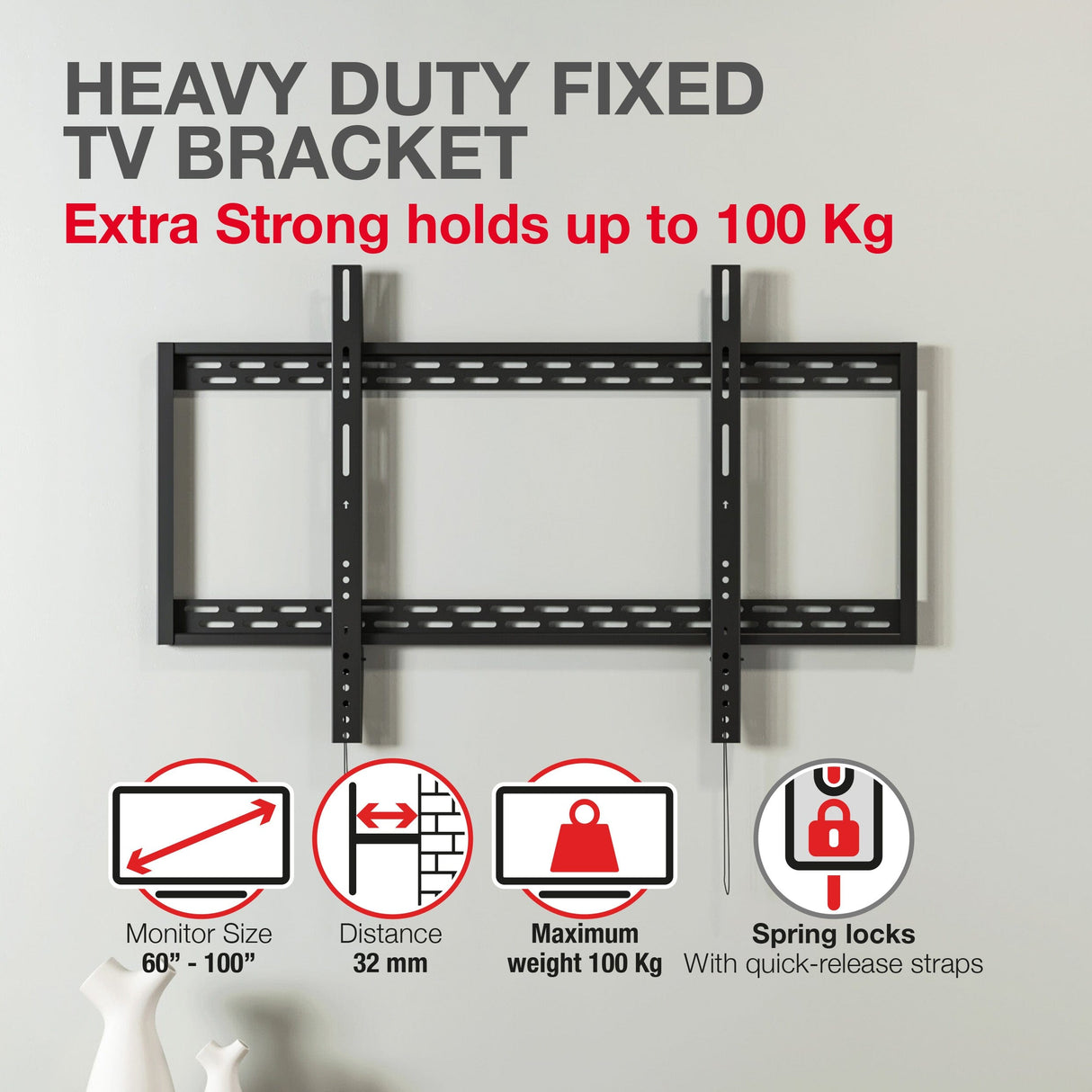 TTAP TTD906FHD Heavy Duty Flat TV Bracket for up to 100 inch