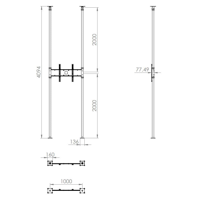 Unicol FCGS1 Goal Post Style Floor-to-Ceiling TV Bracket