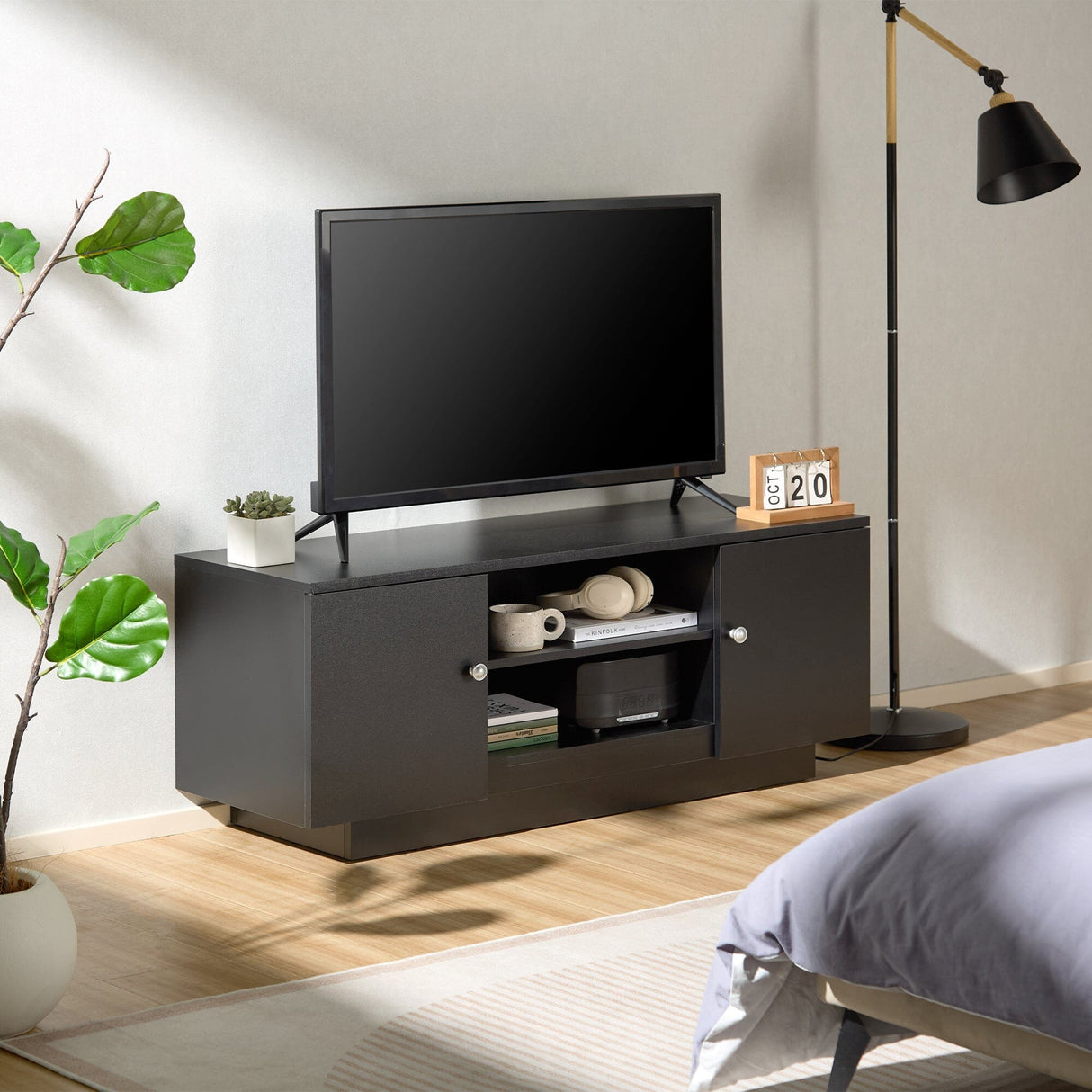 TTAP Venice 120cm Wide Black TV Stand
