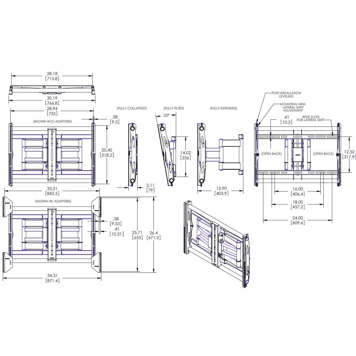 Vogels PFW6851 Low Profile Pull Out TV Bracket for Screens up to 85 Inches