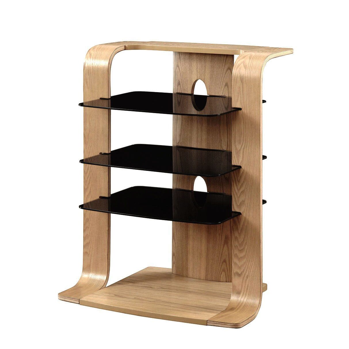 Jual Florence Curved Oak Hifi Rack with Black Glass (JF204 OB)