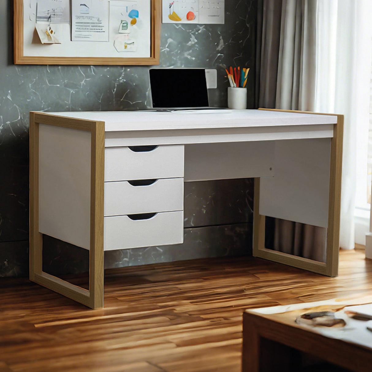 TTAP Alcarno Oak and White 128cm Wide Desk