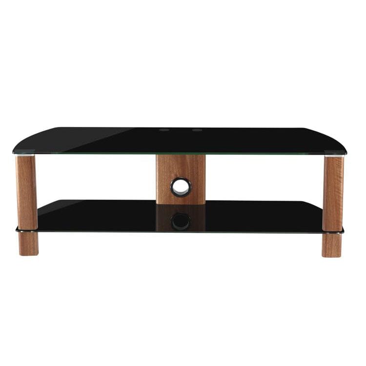 Alphason Century ADCE1200-BLK Walnut and Black Glass TV Stand