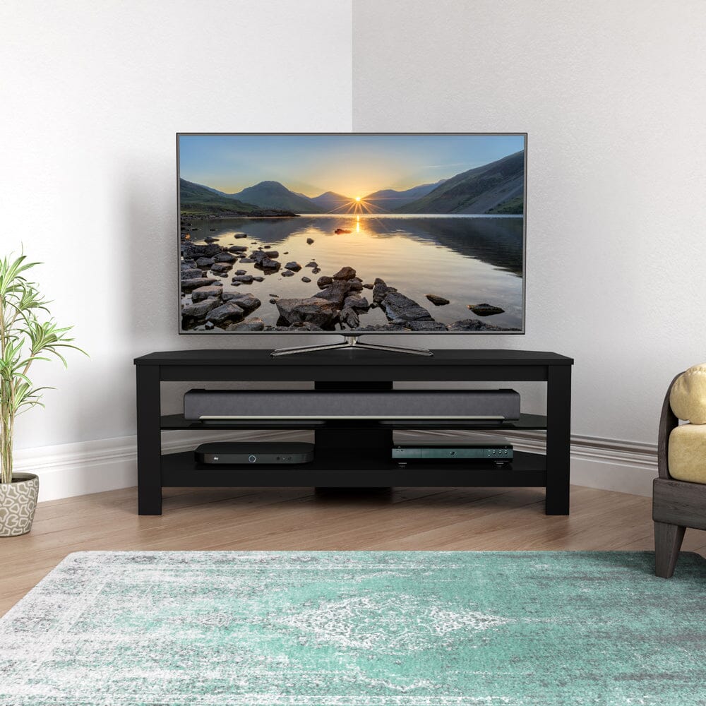 AVF Calibre 1.15m Wide TV Stand with Glass Shelf - Black