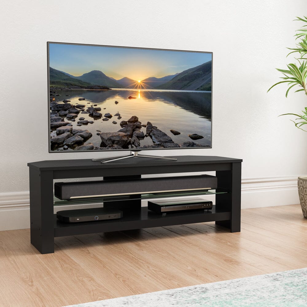 AVF Calibre 1.15m Wide TV Stand with Glass Shelf - Black