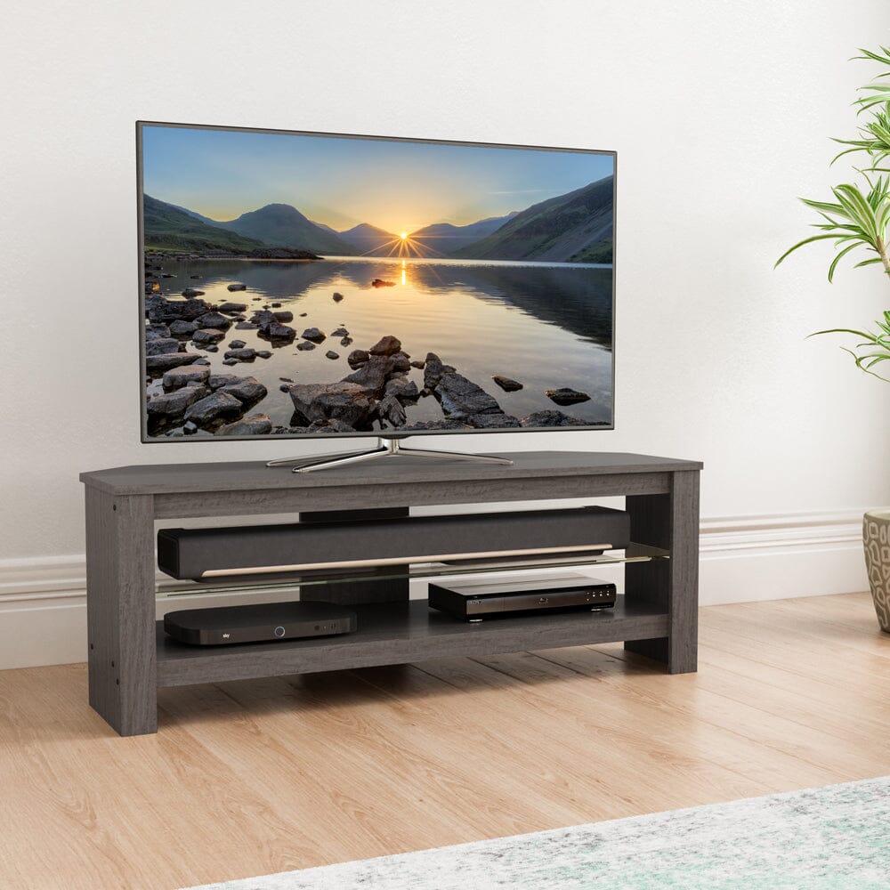 AVF Calibre 1.15m Wide TV Stand with Glass Shelf - Grey