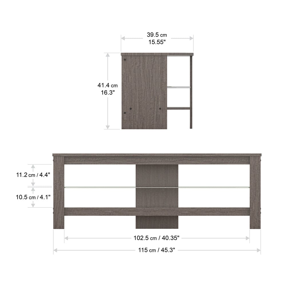 AVF Calibre 1.15m Wide TV Stand with Glass Shelf - Grey