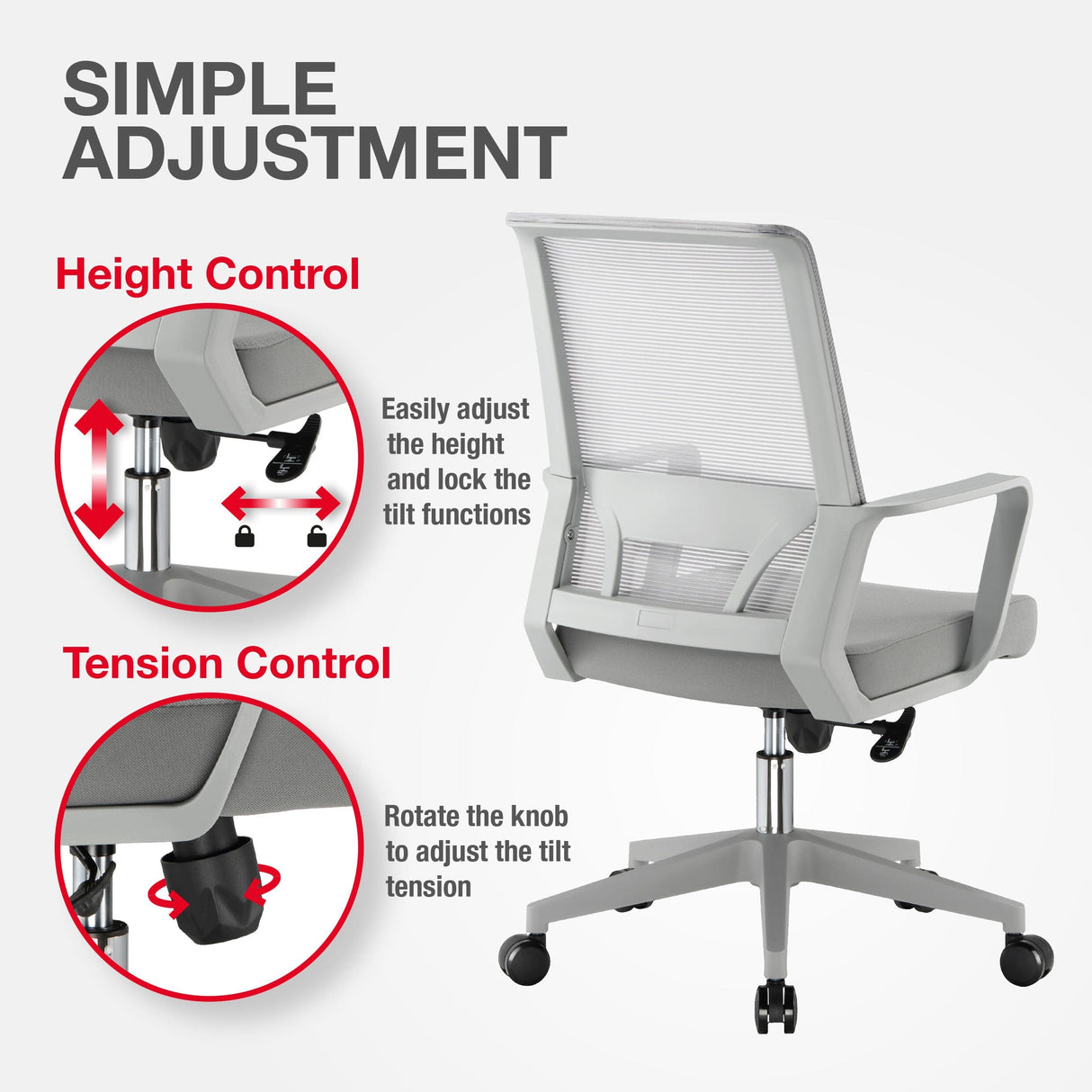 TTAP Cambridge Grey Mesh Office Chair