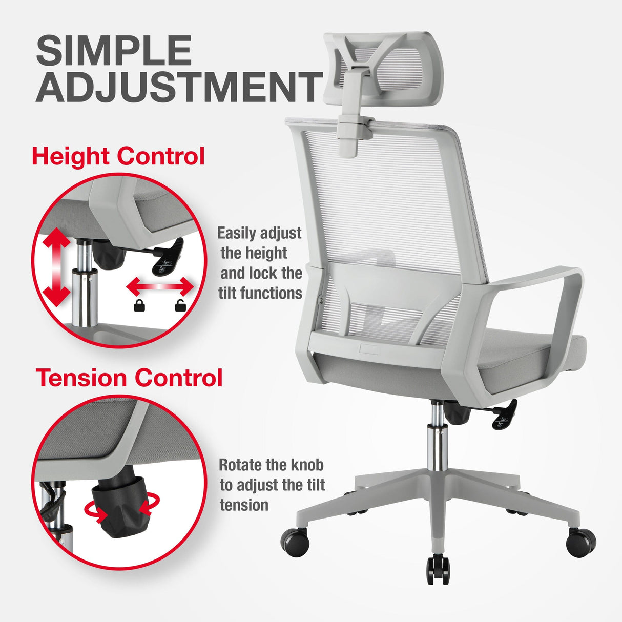 TTAP Cambridge Grey Plus Mesh Office Chair