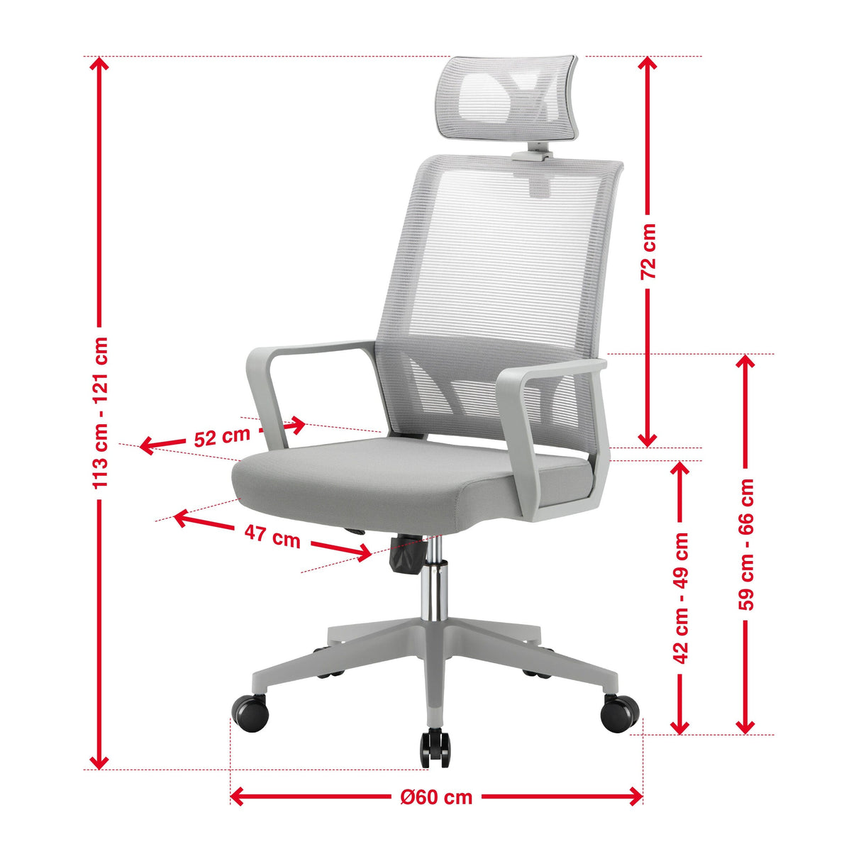 TTAP Cambridge Grey Plus Mesh Office Chair