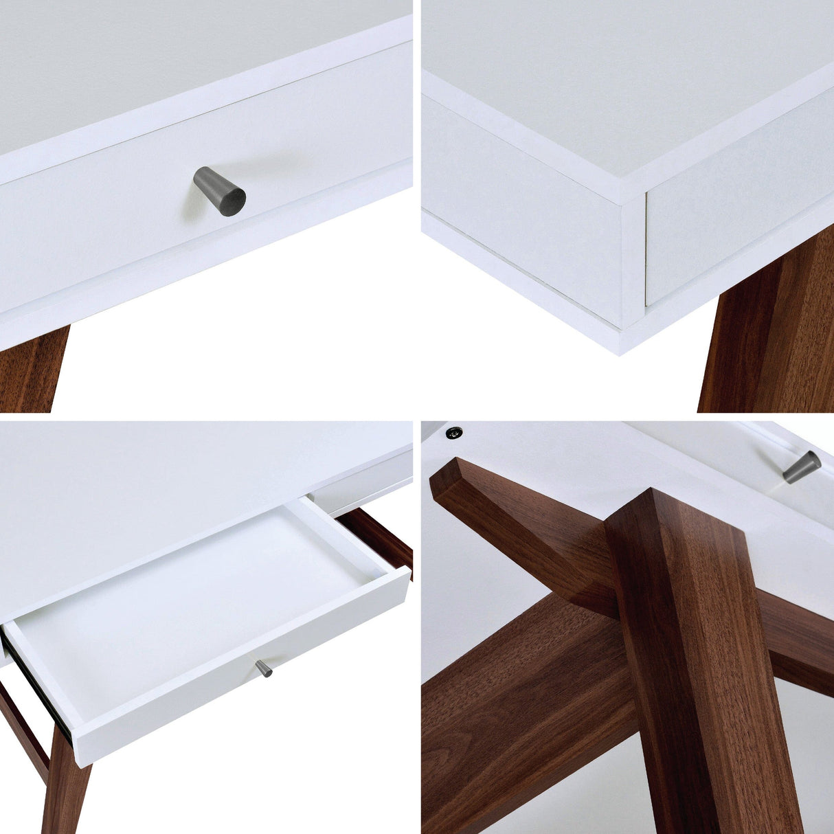 TTAP Florence 120cm Wide Dark Wood and White Desk
