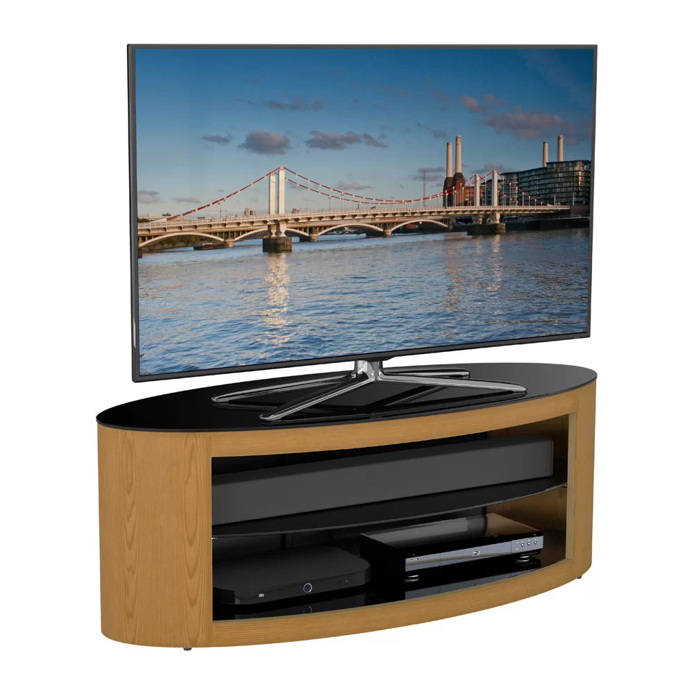 AVF Affinity Buckingham 1.1m Oak Oval TV Stand, for TVs up to 55"