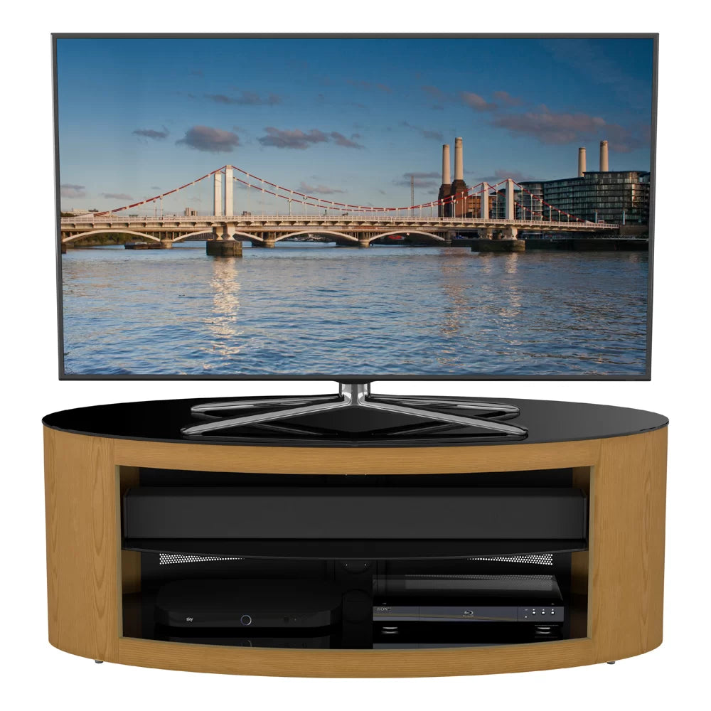 AVF Affinity Buckingham 1.1m Oak Oval TV Stand, for TVs up to 55"