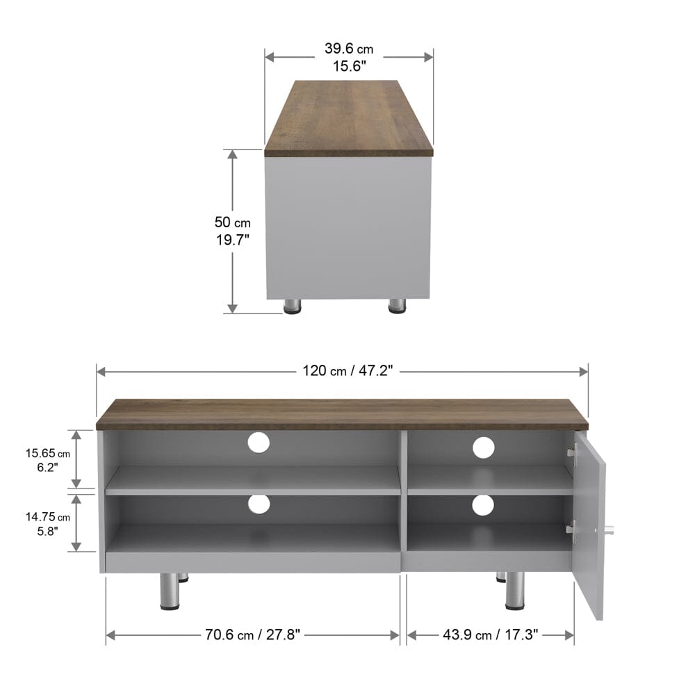 AVF Whitesands 1.2m TV Stand - Satin Grey & Wood