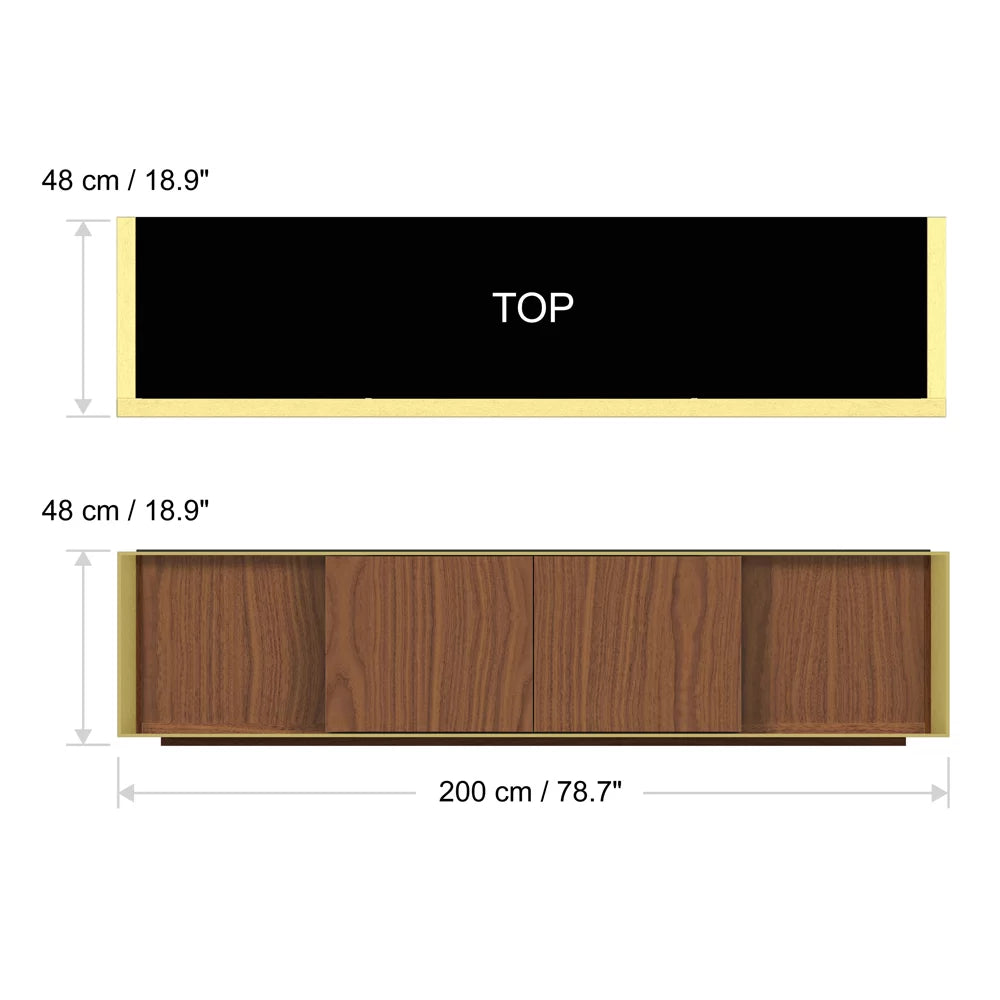 AVF FS200PRMW: Prometheus 2m TV Stand (Walnut & Black Glass)