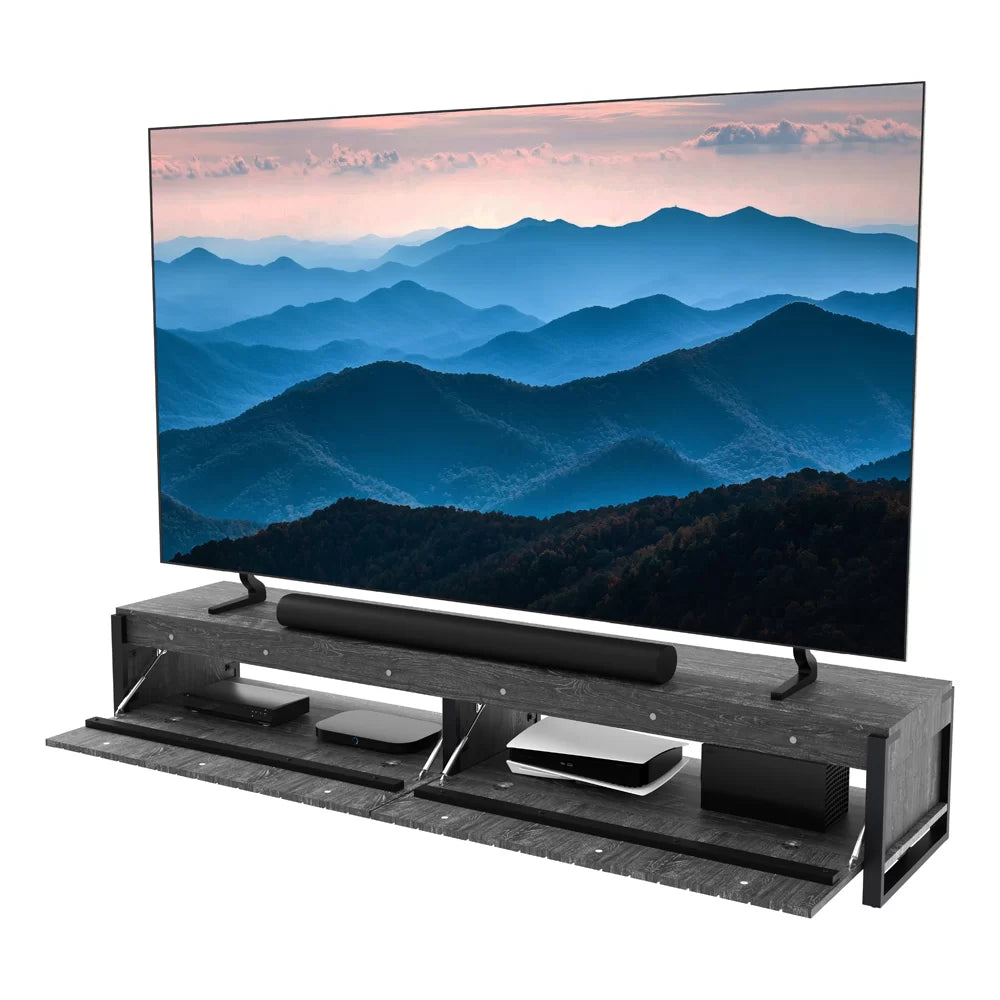 AVF FS2281RIDGB: Ridgewood 2.28m TV Stand with Pull Down Doors (Rustic Black Grain)
