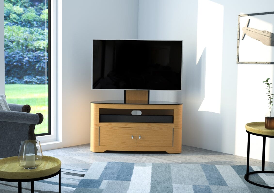AVF Affinity Blenheim 100cm Oak Curved TV Stand with Mount