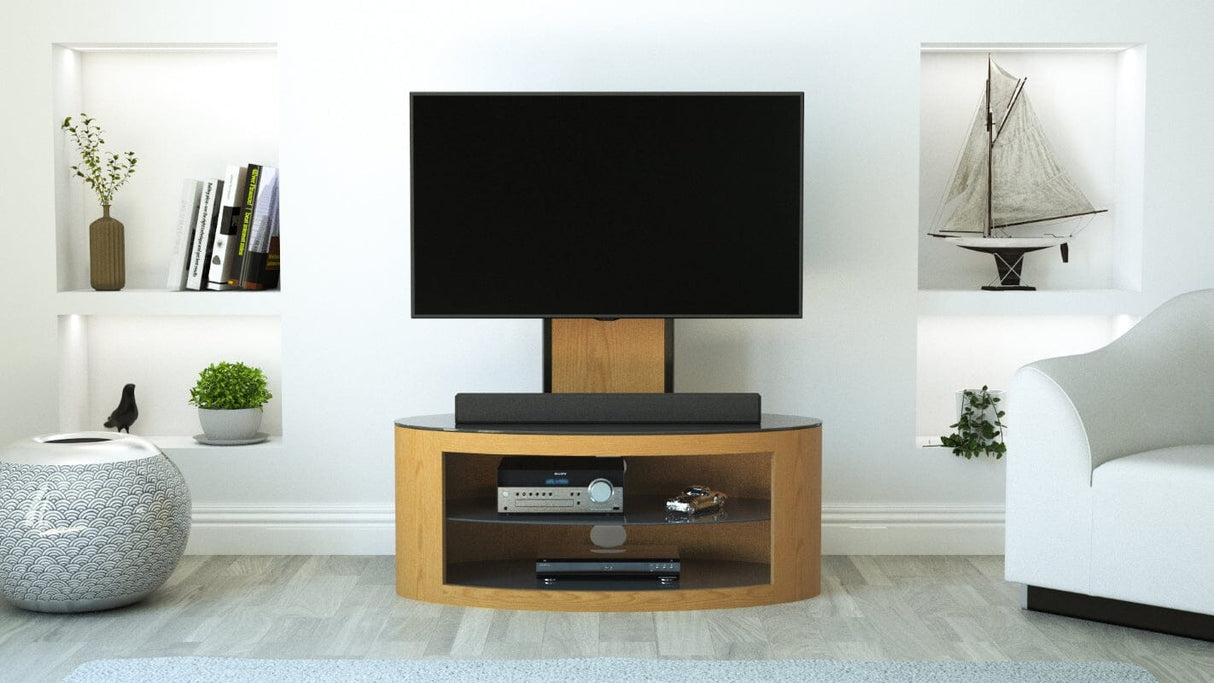 AVF Affinity Buckingham 1m Oval TV Stand with Mount - Oak